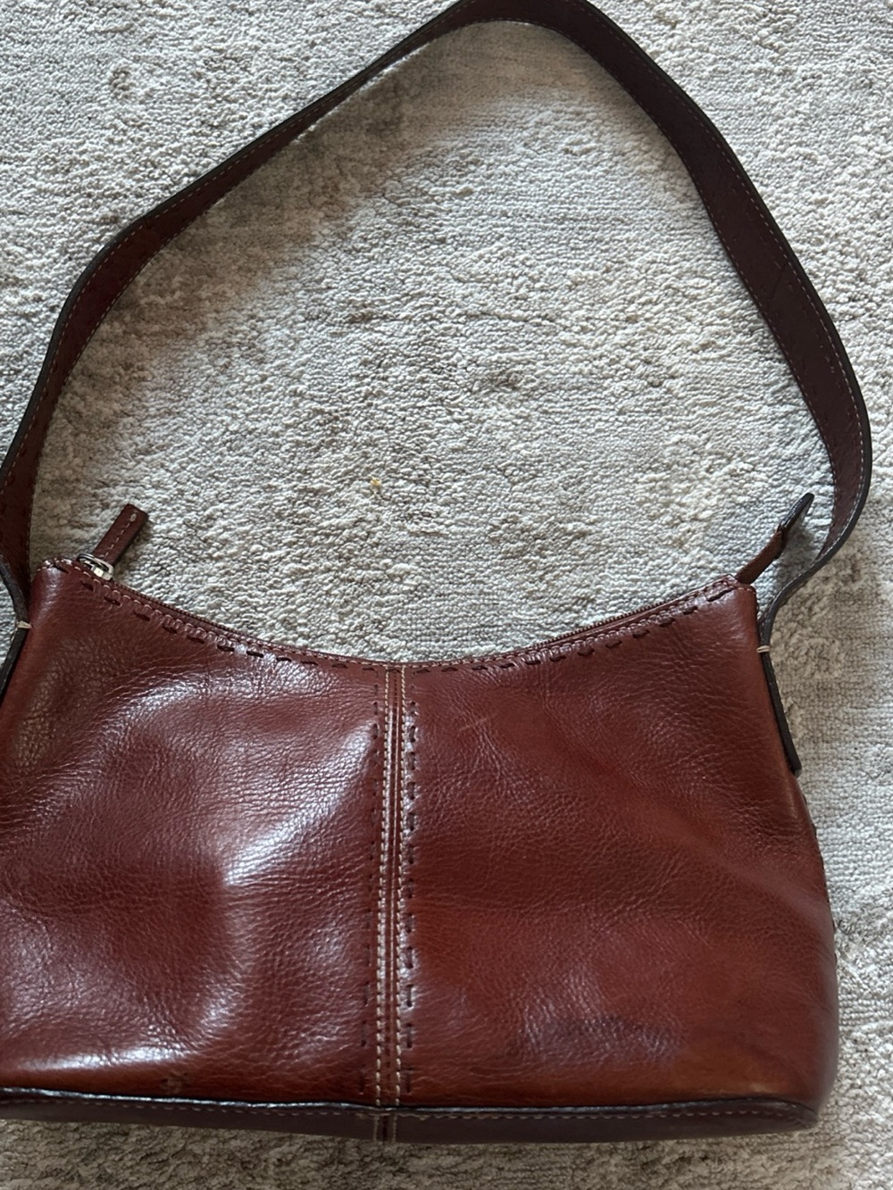 VTG Fossil 100% Leather Small Shoulder Bag Purse Reddish Brown Perfect Condition